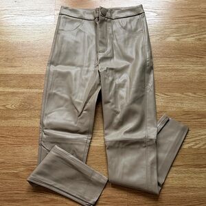 Zara Beige Faux Leather Trousers